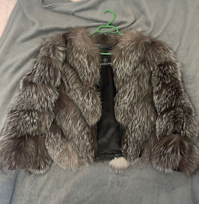 Blană naturală vulpe argintie și maro