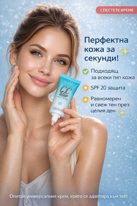Перфектна кожа за секунди! 

Открий CC крем с блюр ефект SPF 20 от