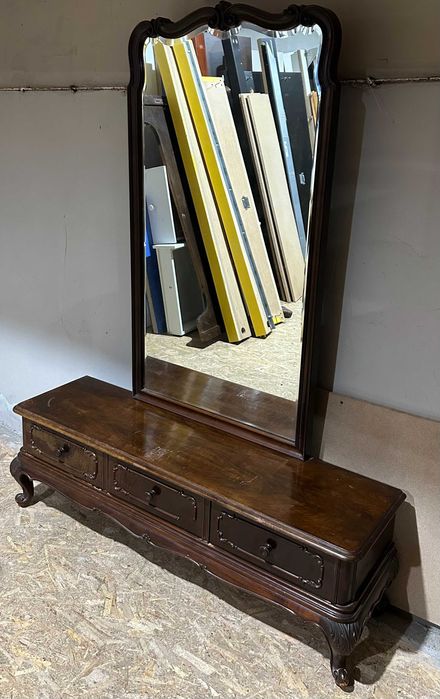 Comoda cu Oglinda Vintage Stil NeoBaroc; Toaleta din Lemn masiv