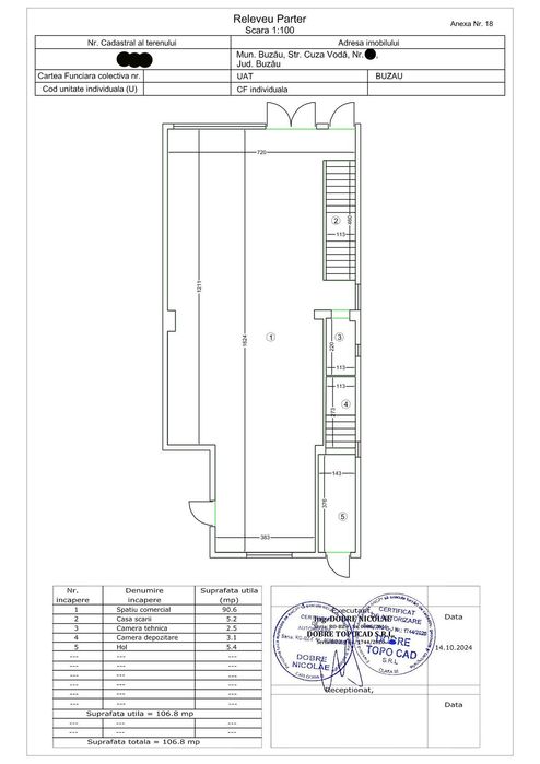 Spațiu de închiriat zonă ultracentrală Cuza Vodă, v-a-v Primăria Buzău
