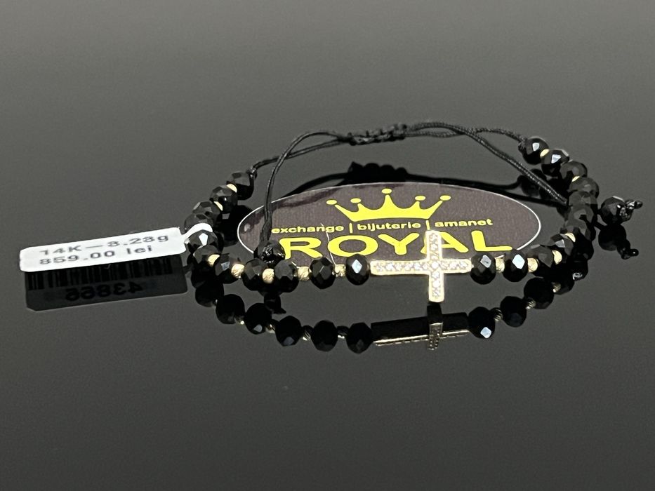 Bijuteria Royal CB : Bratara cu snur bile aur 14k 3,23 grame