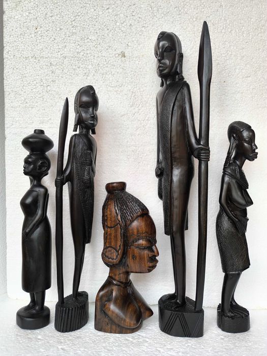 statuete abanos sculptura africa tribul Masai,arta veche vintage antic