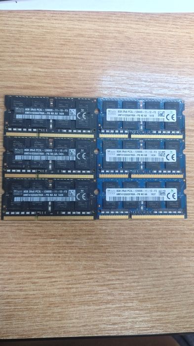 5 x  Memorie laptop 8GB DDR3 PC3L 12800S, diverse modele