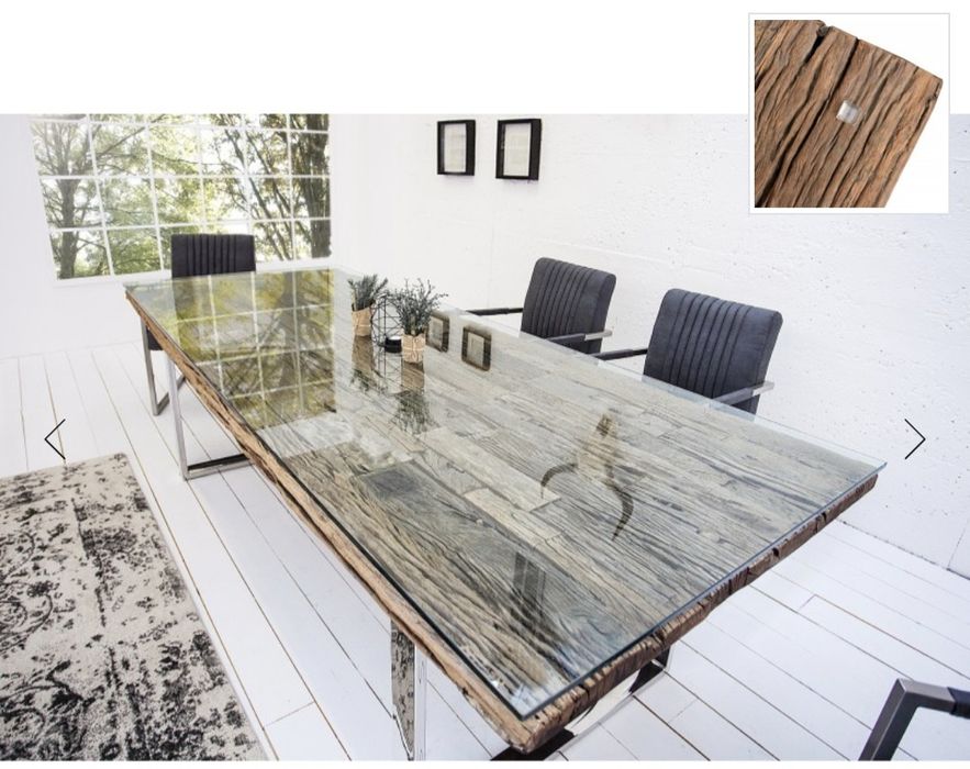 Masa dining maro/argintie din lemn + sticla 100x180 cm Euphoria Barrac