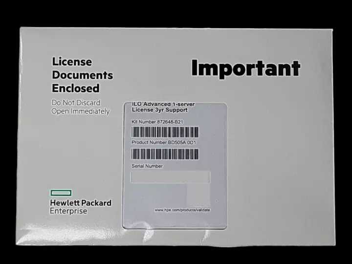 Лицензия hpe iLO Advanced 1 Server 3 Years Support License BD505A 0D1