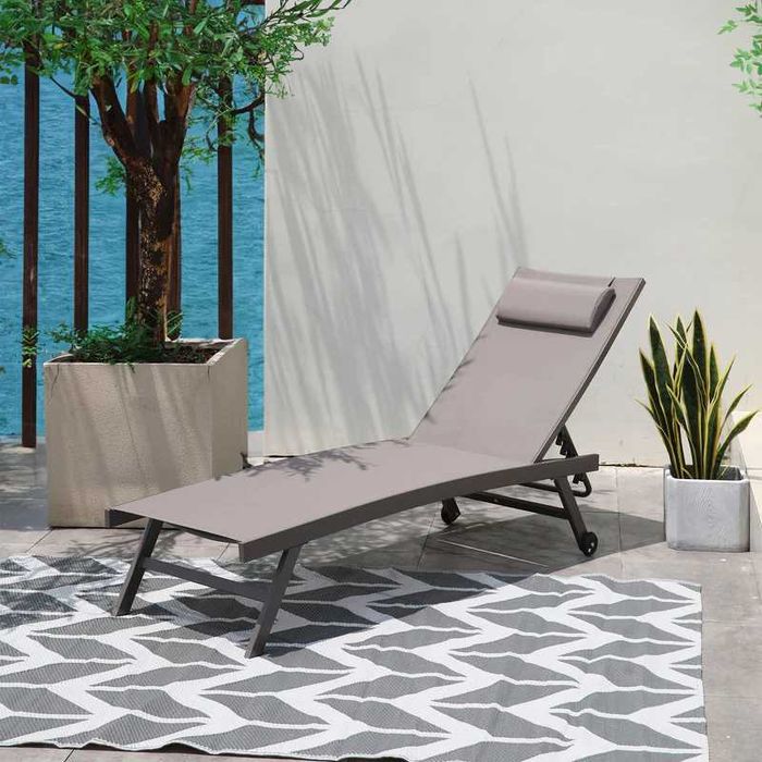 Set mobilier plaja/gradina/terasa 2 șezlonguri Gri LIVRARE GRATUITA
