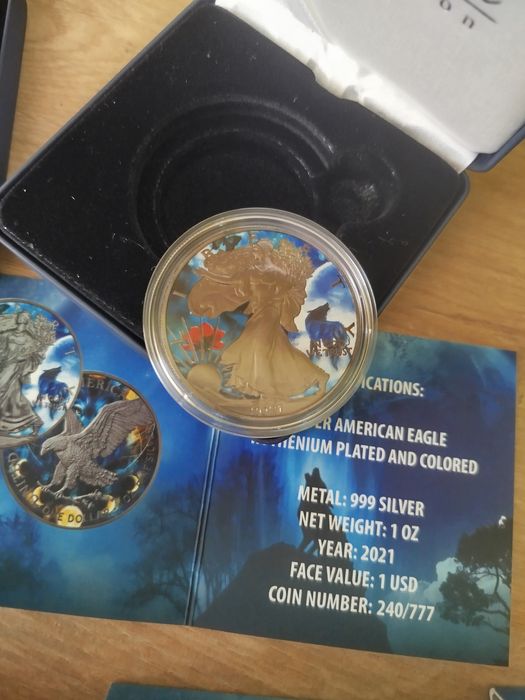 Седем унции сребро Silver American Eagle Мистични животни