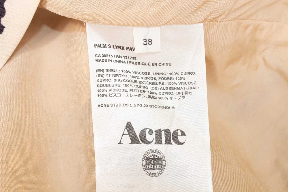 Acne Studios дамска рокля бежаво черна на петна набран гръб 38