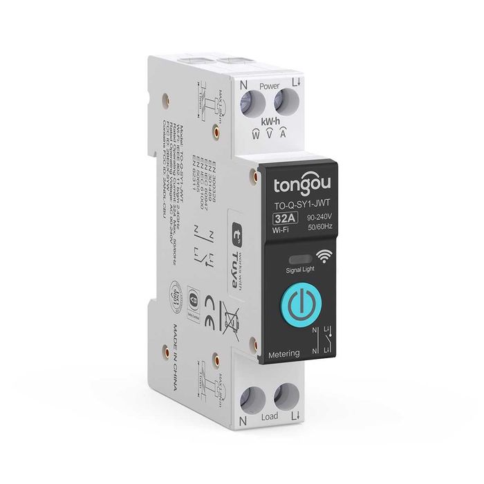 TONGOU WiFi смарт ключ 1P+N 32A с електромер Tuya