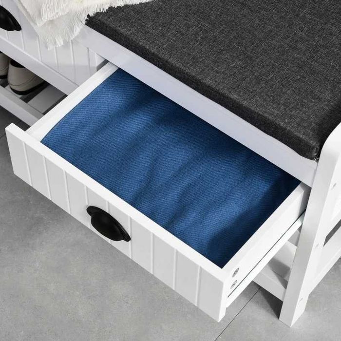 HOMCOM Закачалка за палта с куки, Гардероб с пейка за обувки