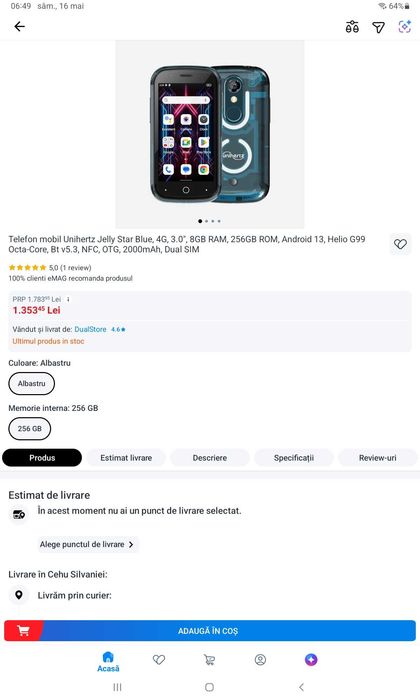 Unihertz Jelly Star,3 inch mic cat un card,8 GB ram 256 GB rom,SIGILAT