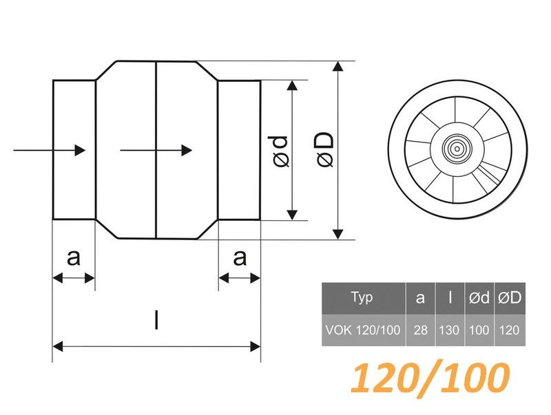 Канален вентилатор ВОК високотемпературен, термодатчик -5%