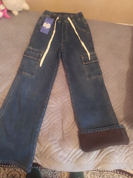 Джинсы карго утеплённые для девочек