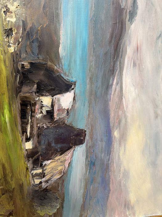 Tablou,pictura in ulei pe panza ,peisaj Islanda,semnat