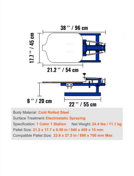 Машина за ситопечат, 1 цвят, 1 станция