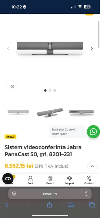 Sistem videoconferinta Jabra PanaCast 50, gri, 8201-231