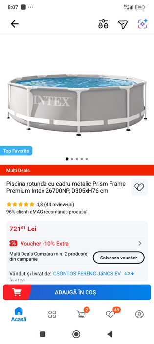 Piscină Intex cu cadru de metal