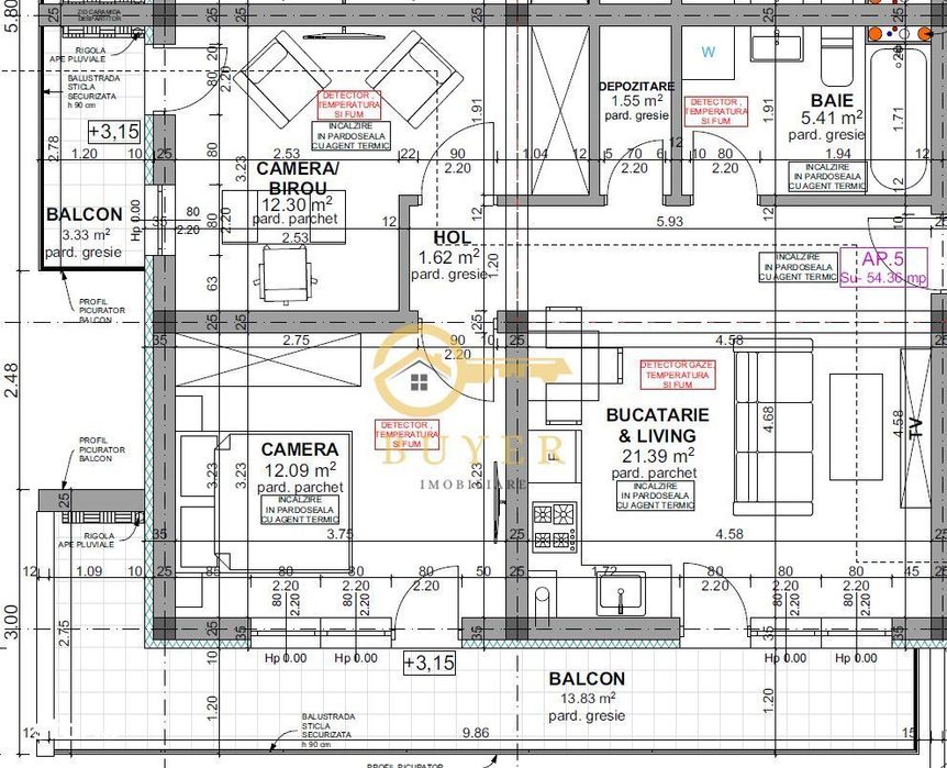 Apartament cu 3 cam- finisat la CHEIE
