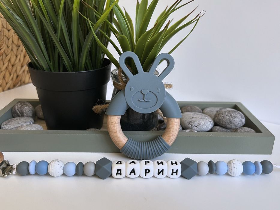 Клипс за биберон; държач; гризалка