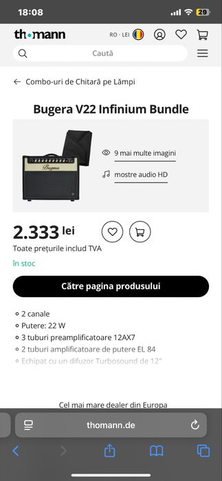 Bugera V5 Infinium Combo de chitară pe lampi