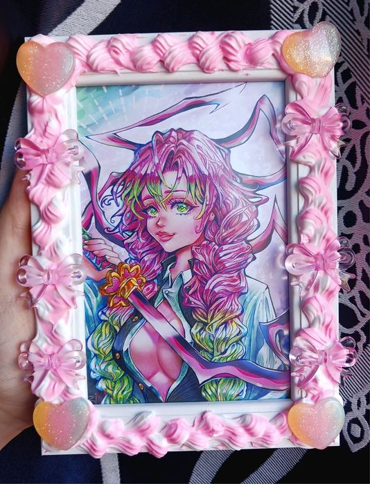 Mitsuri Demon Slayer poster arta si rama lucrata manual hand-made