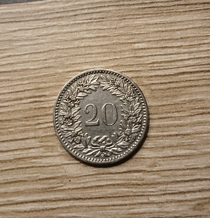 Монета швейцарски франк 1920