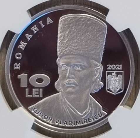 Moneda BNR 10 lei argint Tudor Vladimirescu gradata NGC PF 69 UC