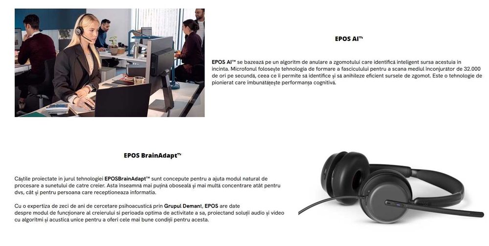 Headset casti Sennheiser EPOS IMPACT 860 ANC, sigilate, noi cu EPOS AI