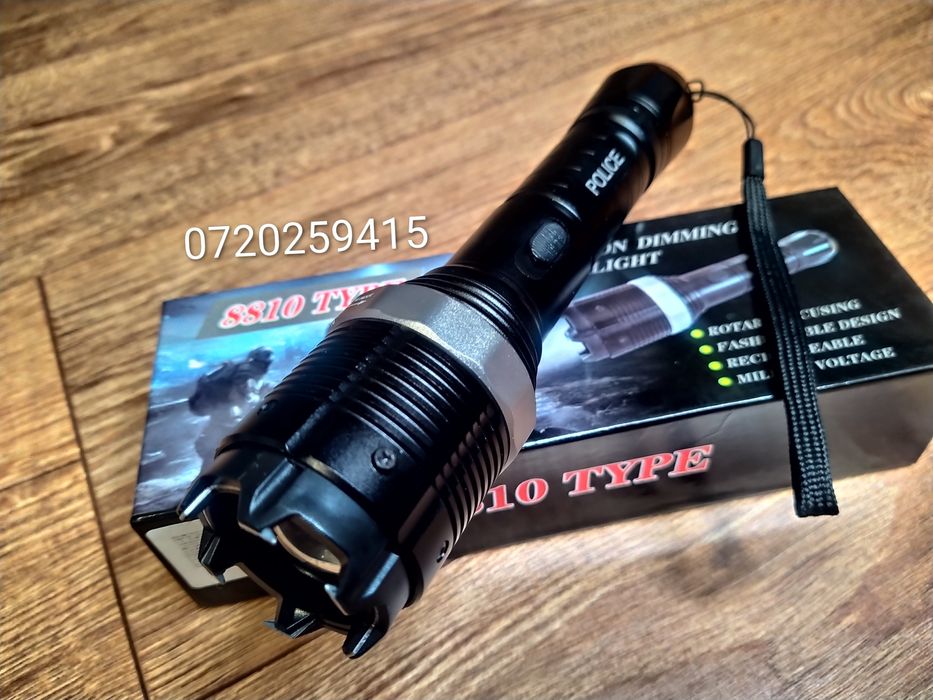 Lanterna LED HY-8810 Police cu electrosoc pentru autoaparare, 10.000 Kv