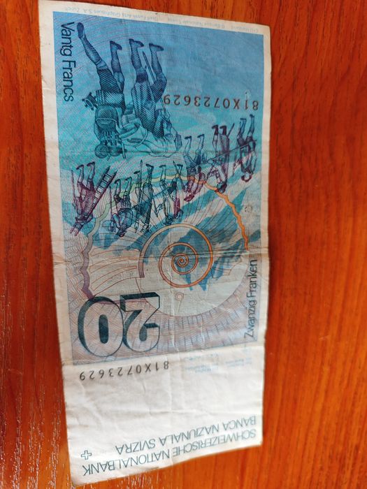 Купюра 20 франков Швейцария 1978