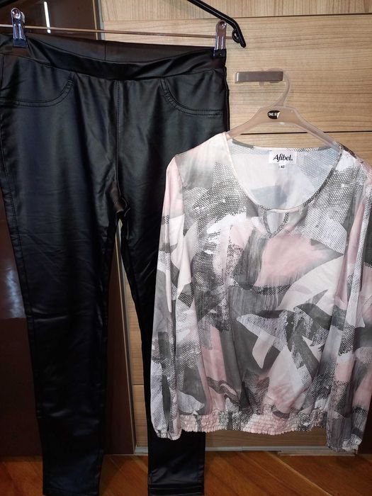 Блузка + кожен клин