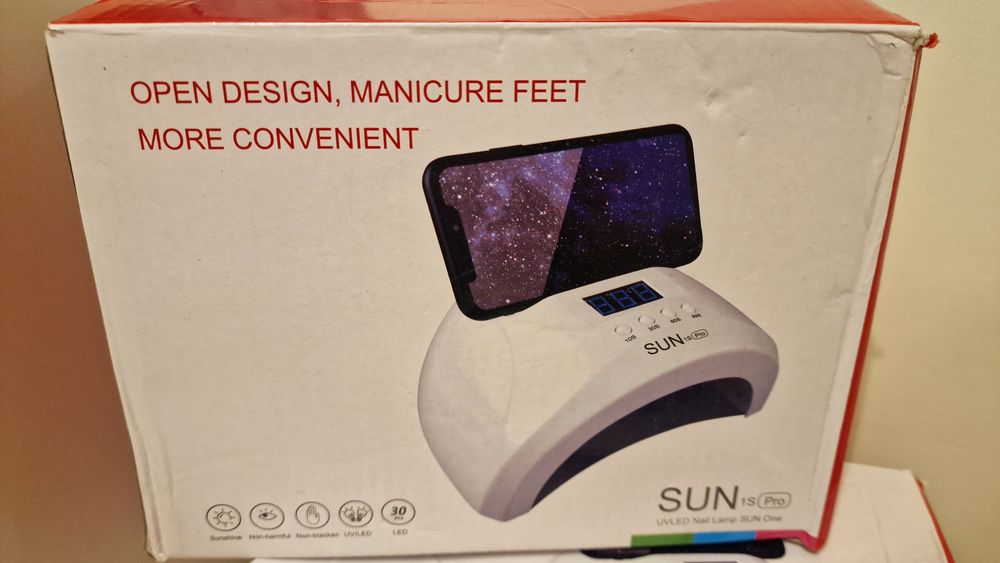 UV/LED лампа за гел лак със стойка за телефон и таймер