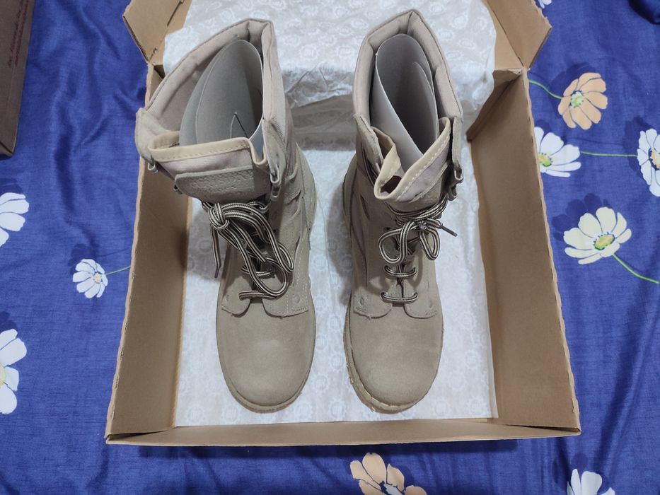 Bocanci combat piele întoarsă crem de vară mărimea 25.0