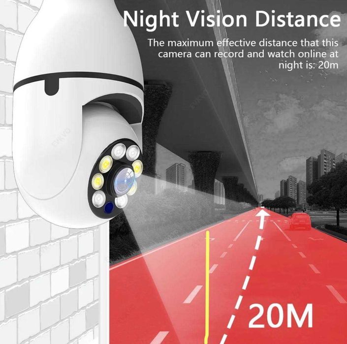 Камера видеонаблюдения подсветка Wi-Fi лампа