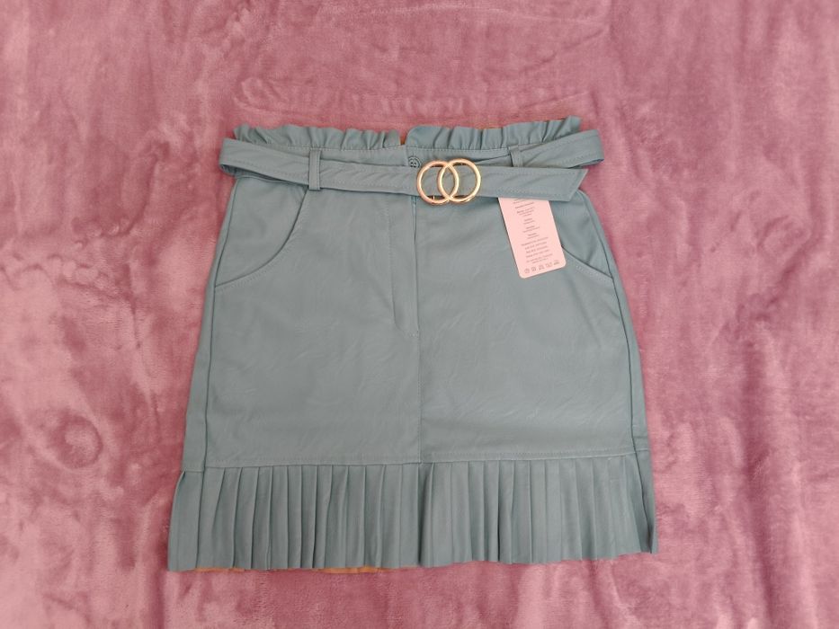 Fustă piele Verde-Turcoaz M