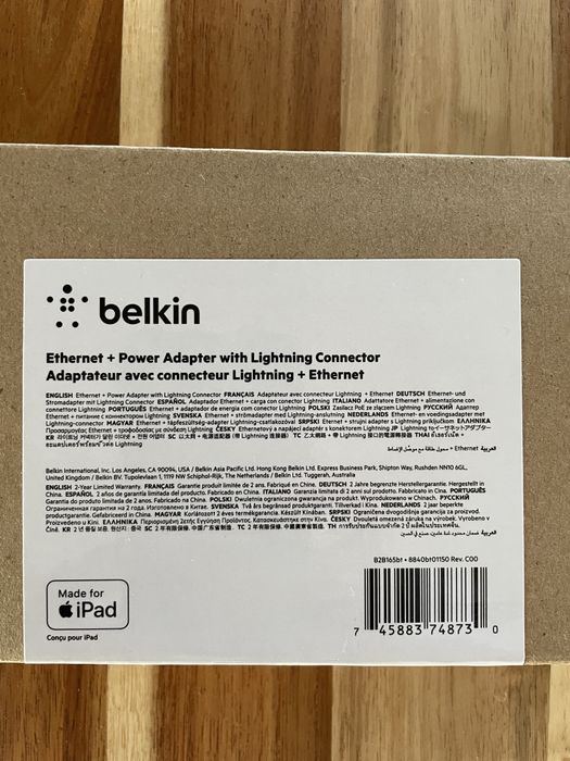 Adaptor Lightning Ethernet Belkin Ipad Iphone