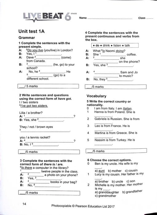 Live Beat Teachers Book Пиърсън Лонгман тестове и отговори за 6 клас