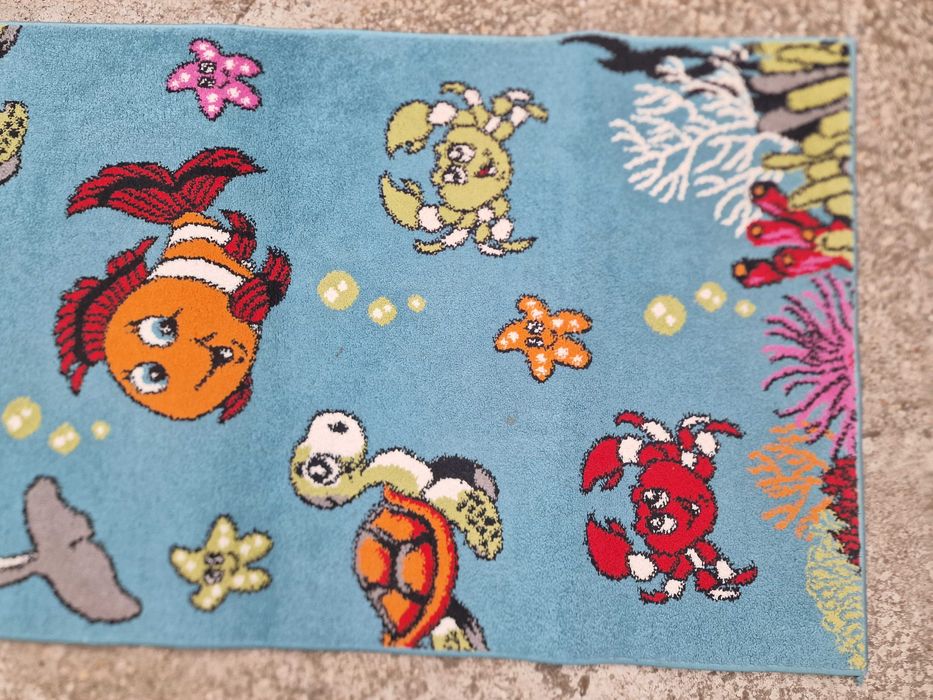 Covor Camera Copii Model Animalute Marime 80 x 150 cm, Albastru