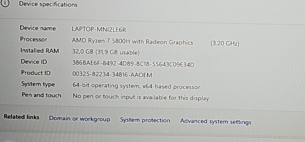 Lenovo Legion 5, Ryzen 5800h, RTX 3070, 32Gb ram