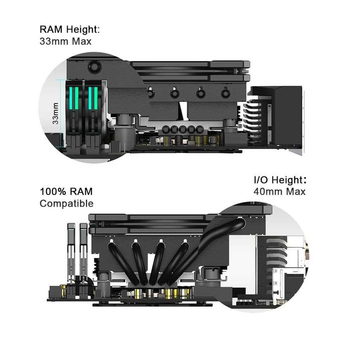 Cooler CPU Aer ID-COOLING IS-55 ARGB profil redus,înălțime 57 mm,5 conducte căldură,120x120x15 mm,desktop Intel LGA1700 115X 1200; AMD AM4 AM5