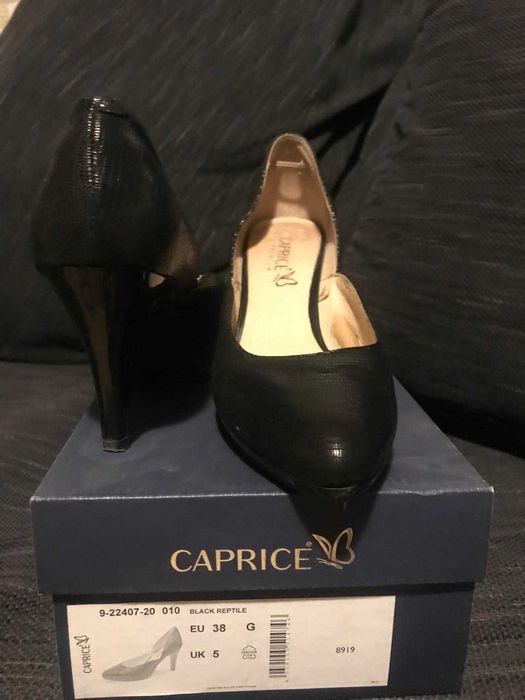 Дамски обувки естествена кожа черни Capris номер 38
