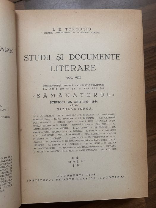 Colectie 12 volume Studii si documente literare