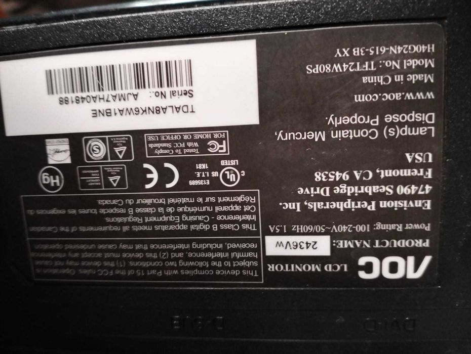 Монитор AOC 24 дюйма FULL HD