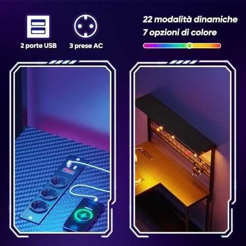 Bestier L-образно бюро с LED и контакти 106см