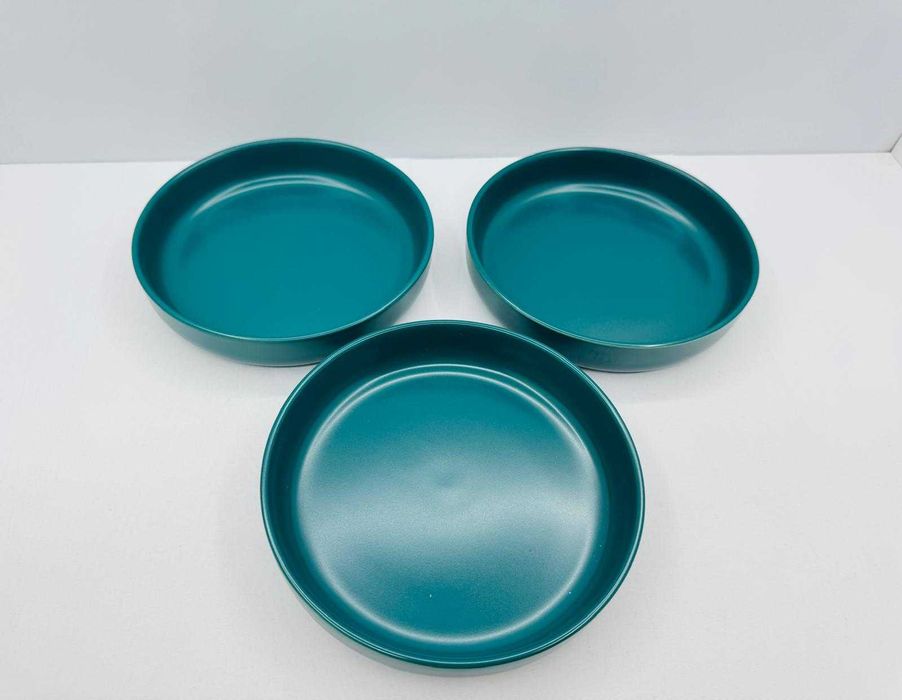 Set 3 boluri ceramica pentru pisici, verde, 15,5x3,5cm