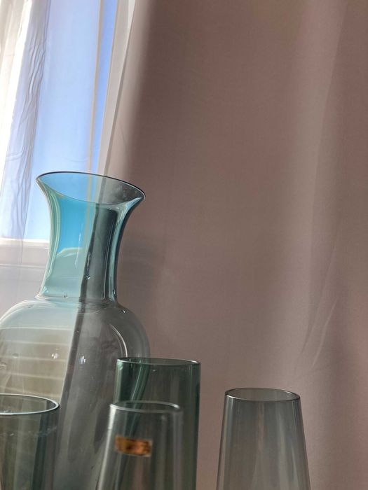 set vaze pt mobilier din sticla cristal turmalin Wilhelm Wagenfeld WMF