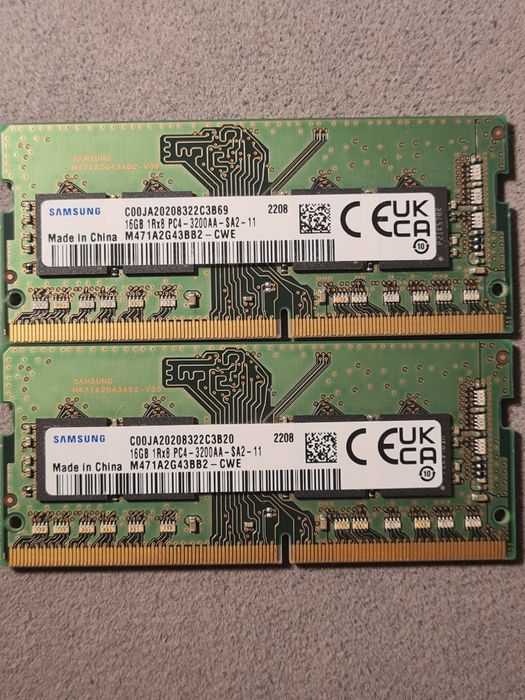 Memorie RAM laptop SODIMM  Samsung 32GB 16GB DDR4 3200 MHz