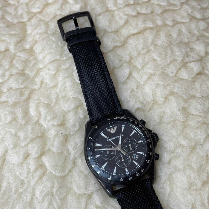 Emporio Armani watch мъжки часовник черна кожена каишка Армани