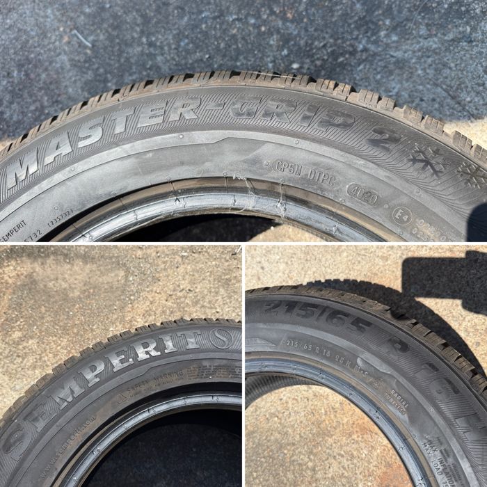 4бр. ОТЛИЧНИ Зимни Гуми С Борд 215/65R/16 -SEMPERIT- DOT:4020- 7.9мм.+6.9мм.