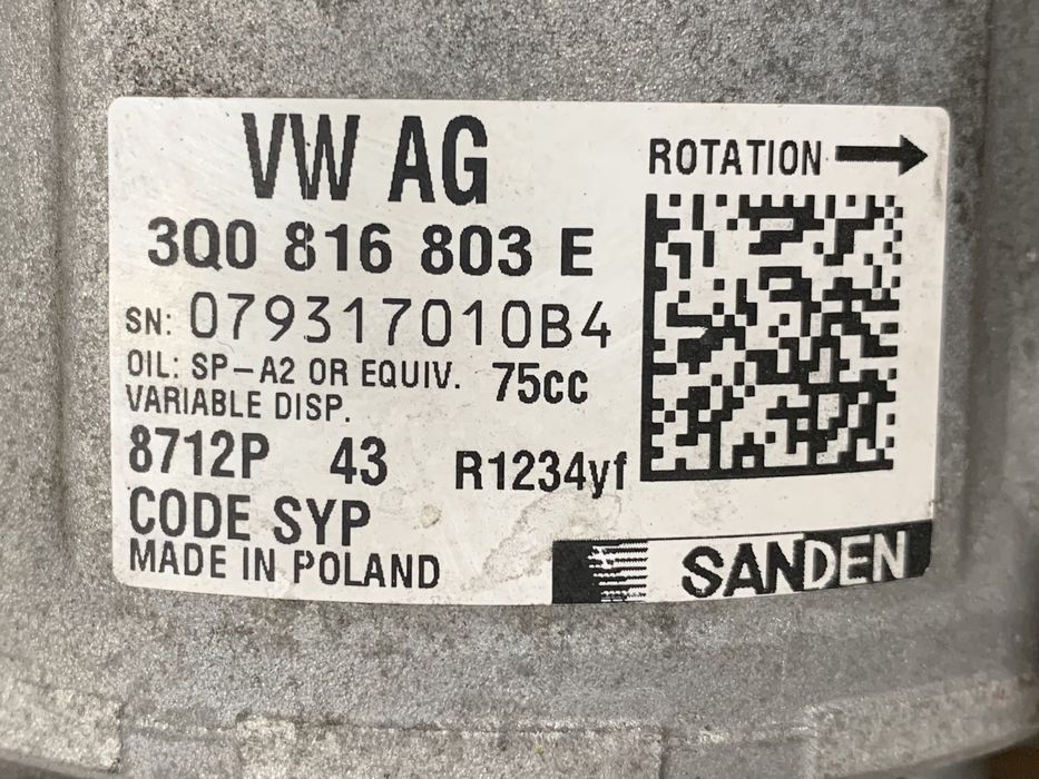 Compresor clima / Ac VW / Skoda / Seat / Audi : 3Q0816803E